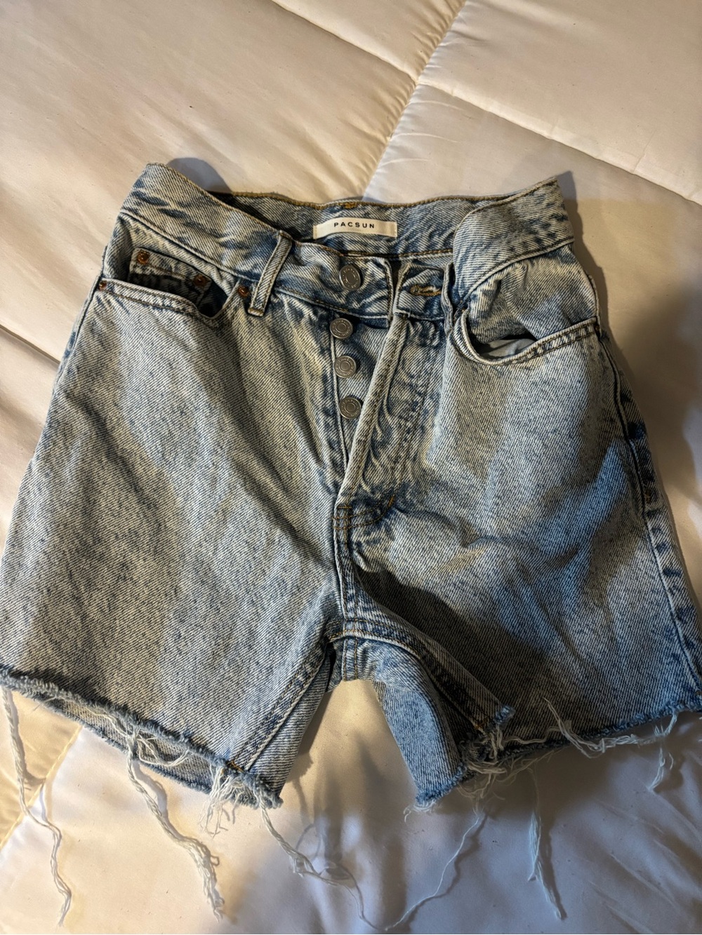 PacSun High-Rise Light Blue Denim Cutoff Shorts